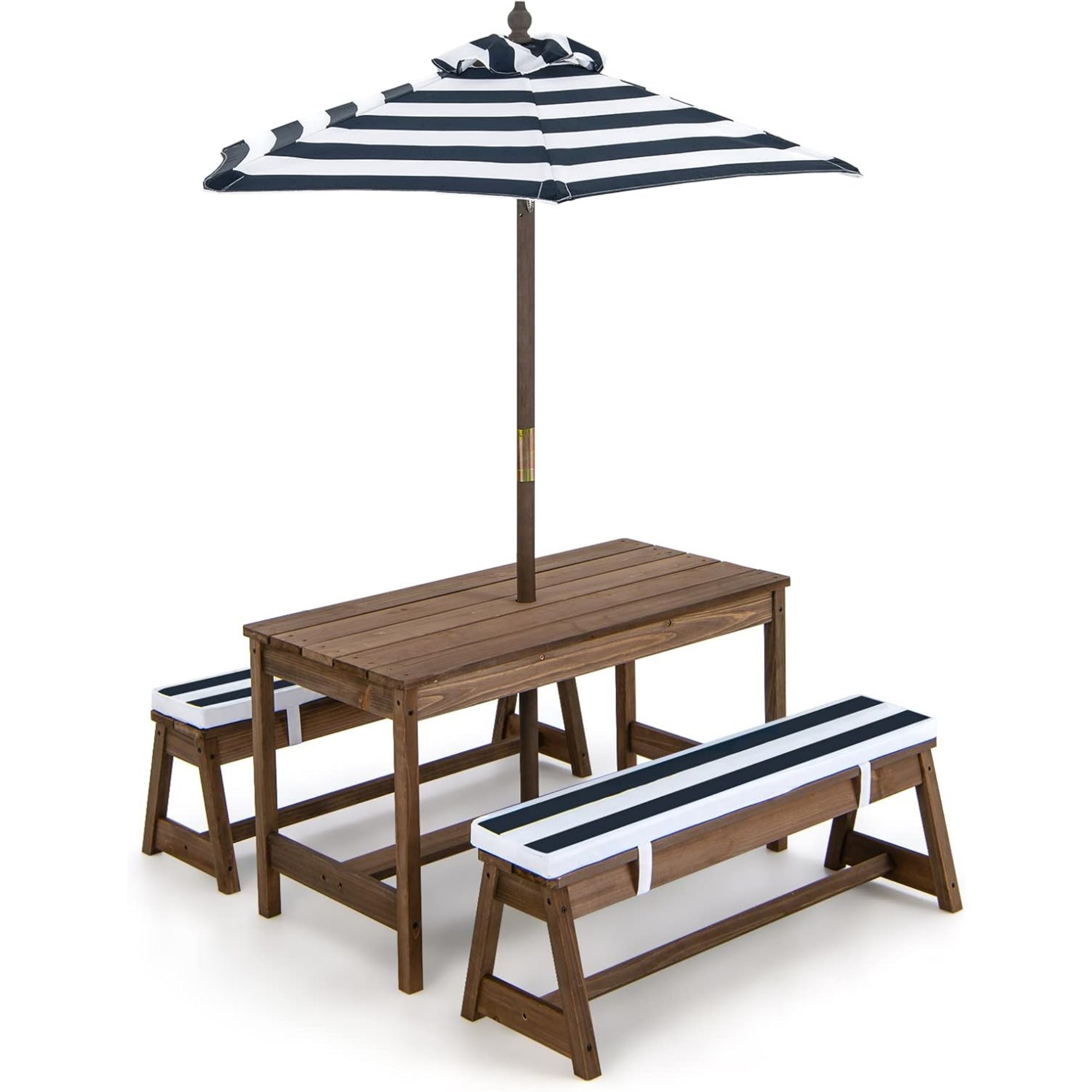 Kids Outdoor Bench Table - Mesa de Piquenique Infantil com Guarda-Sol