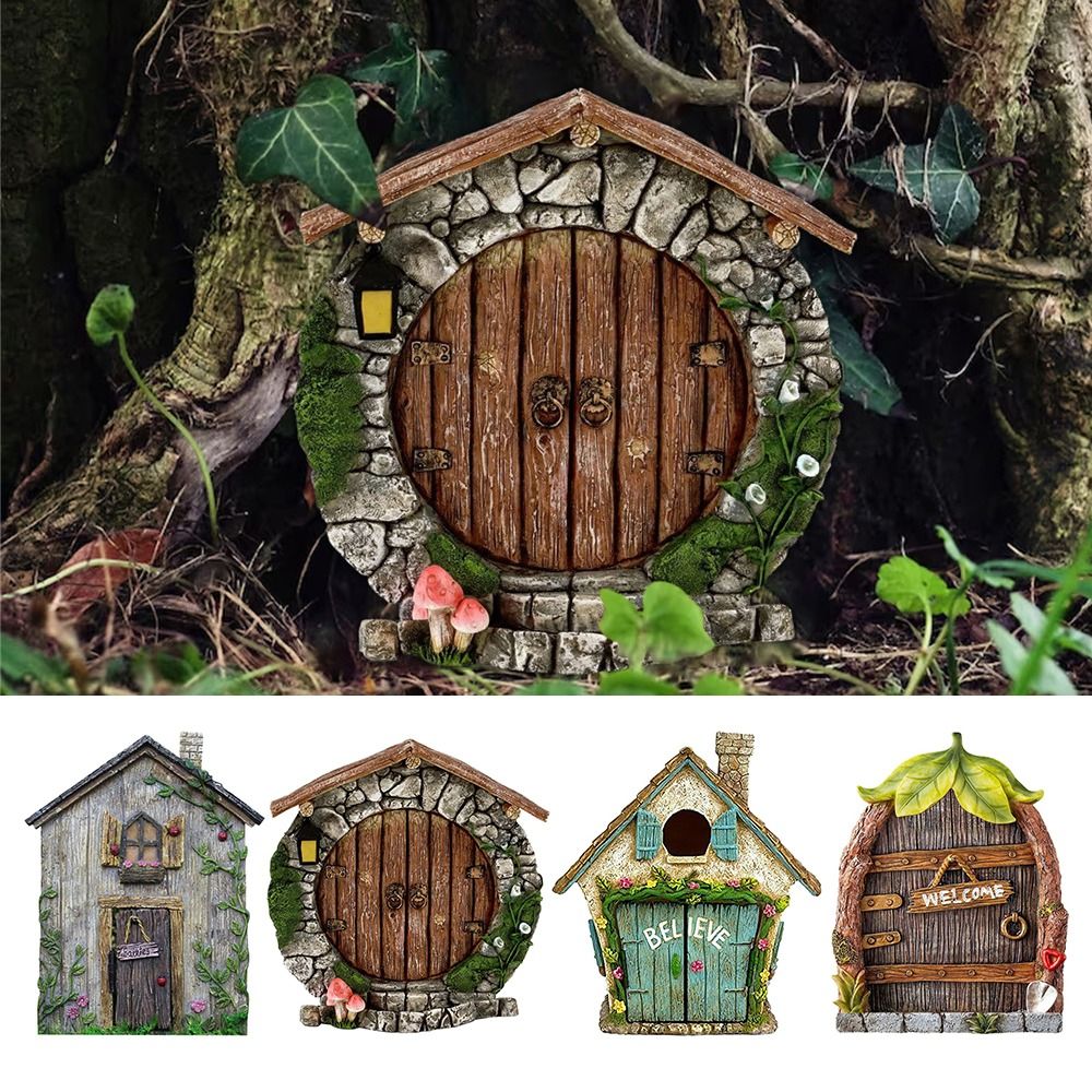 Kids Outdoor Fairy Garden - Design gravado de madeira em miniatura