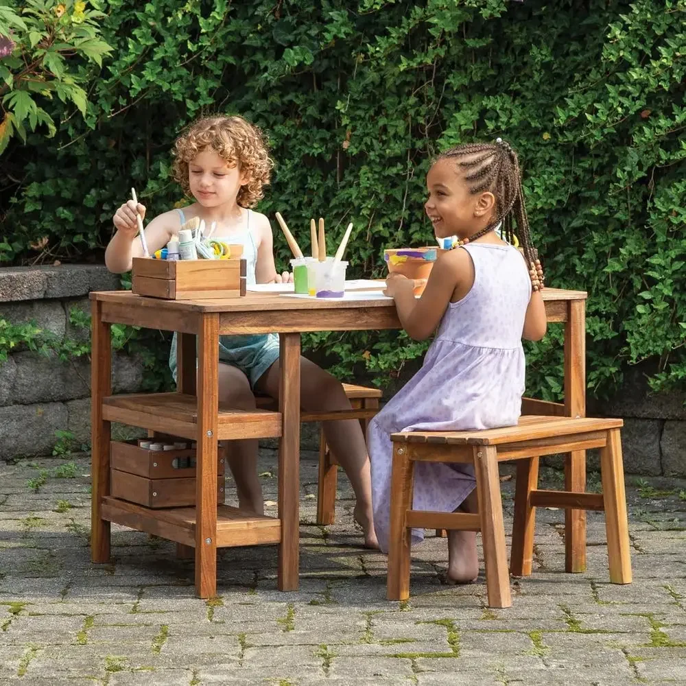 Kids Outdoor Bench Table - Conjunto de Mesa e 2 Bancos