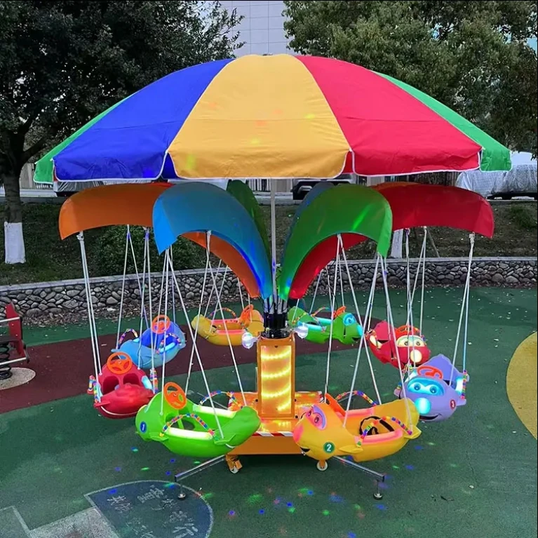 Kids Outdoor Merry Go Round - 2026 Mini Carrossel Infantil com Cadeiras