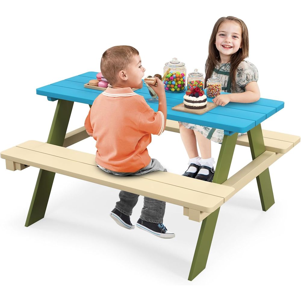 Kids Outdoor Bench Table - Mesa de Piquenique Infantil, Mesa de