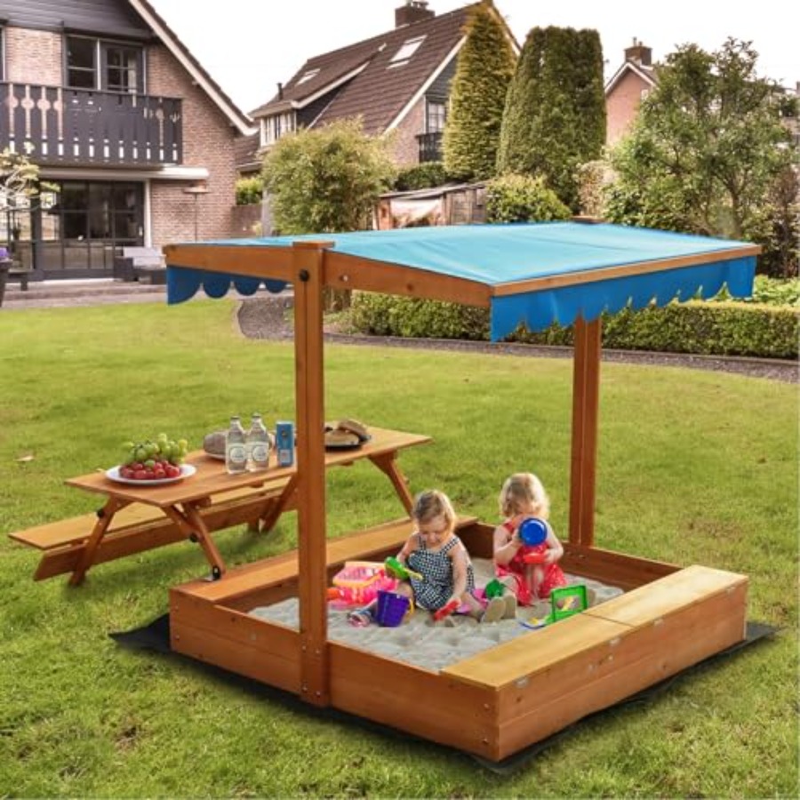 Caixa de areia de madeira para - Kids Outdoor Bench Table avaliação e preço
