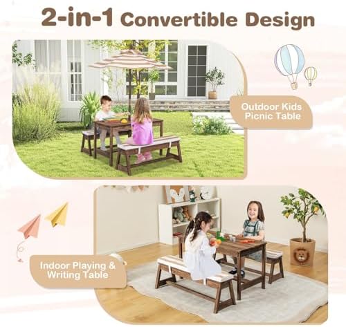 Mesa de Piquenique Infantil, C - Kids Outdoor Bench Table avaliação e preço